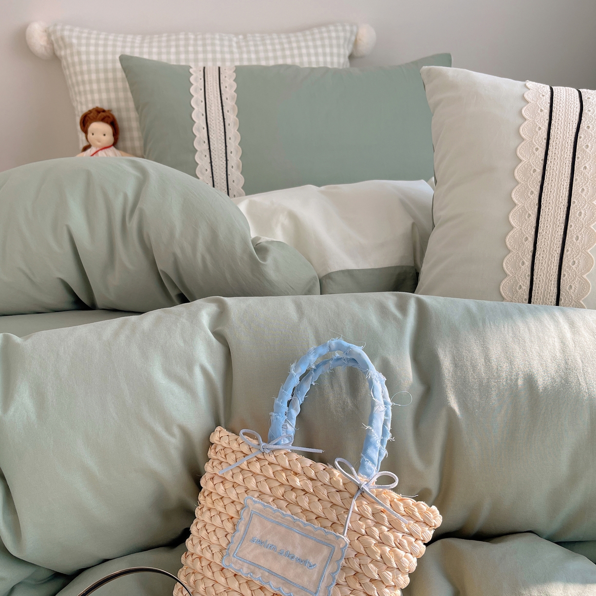 91家纺网 家纺一手货源 找家纺 （总）三朵家纺 2026新款ins风全棉纯棉水洗棉少女系四件套-玛卡龙系列