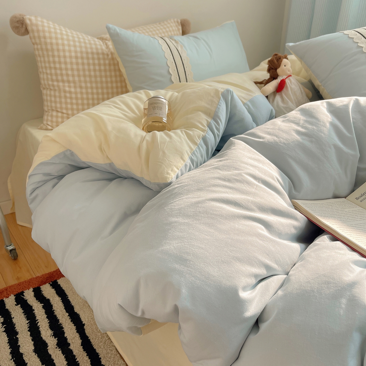 91家纺网 家纺一手货源 找家纺 （总）三朵家纺 2026新款ins风全棉纯棉水洗棉少女系四件套-玛卡龙系列