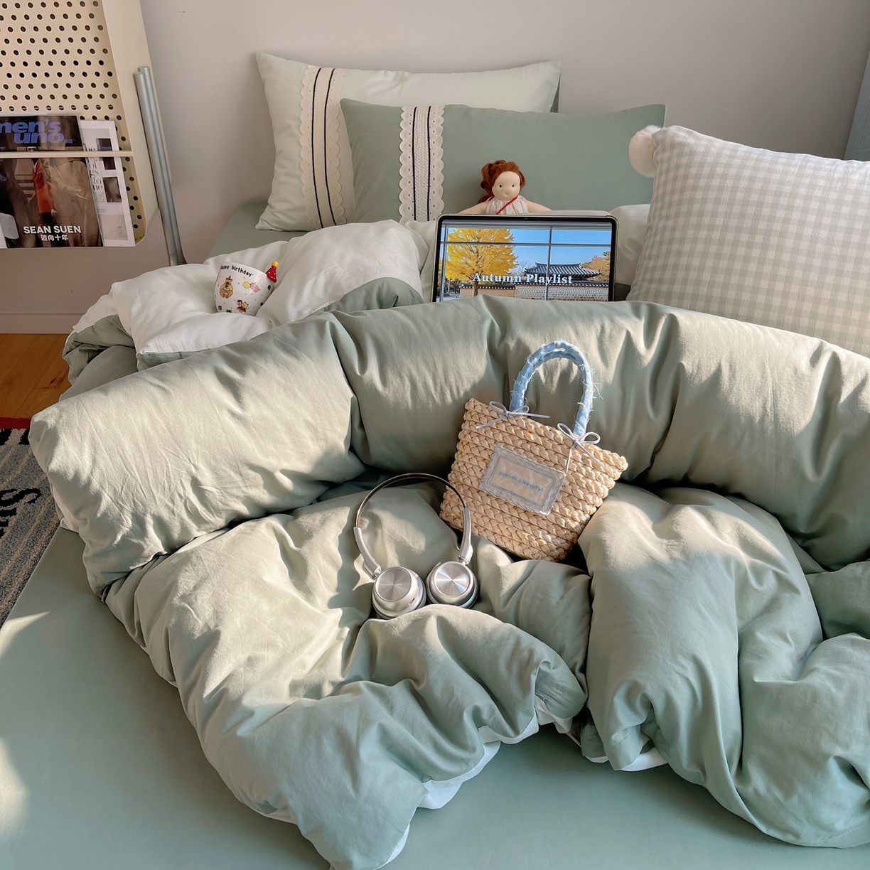 91家纺网 家纺一手货源 找家纺 （总）三朵家纺 2026新款ins风全棉纯棉水洗棉少女系四件套-玛卡龙系列