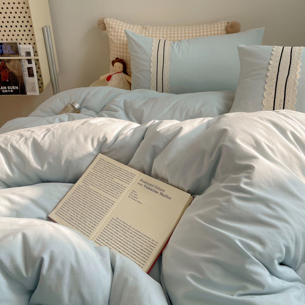 91家纺网 家纺一手货源 找家纺 三朵家纺 2026新款ins风全棉纯棉水洗棉少女系四件套-玛卡龙系列 马卡龙-米蓝