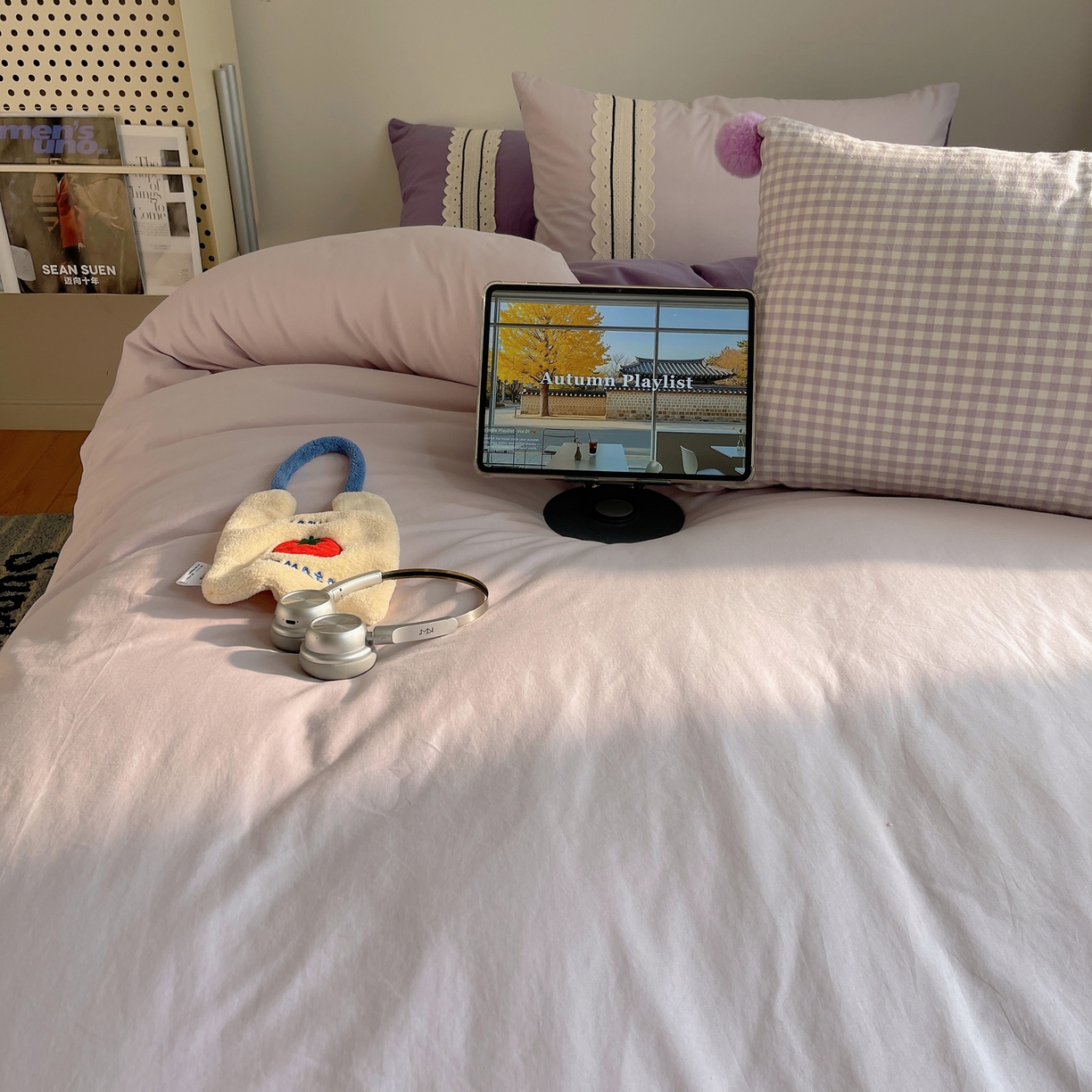 91家纺网 家纺一手货源 找家纺 三朵家纺 2026新款ins风全棉纯棉水洗棉少女系四件套-玛卡龙系列 马卡龙-薰衣草