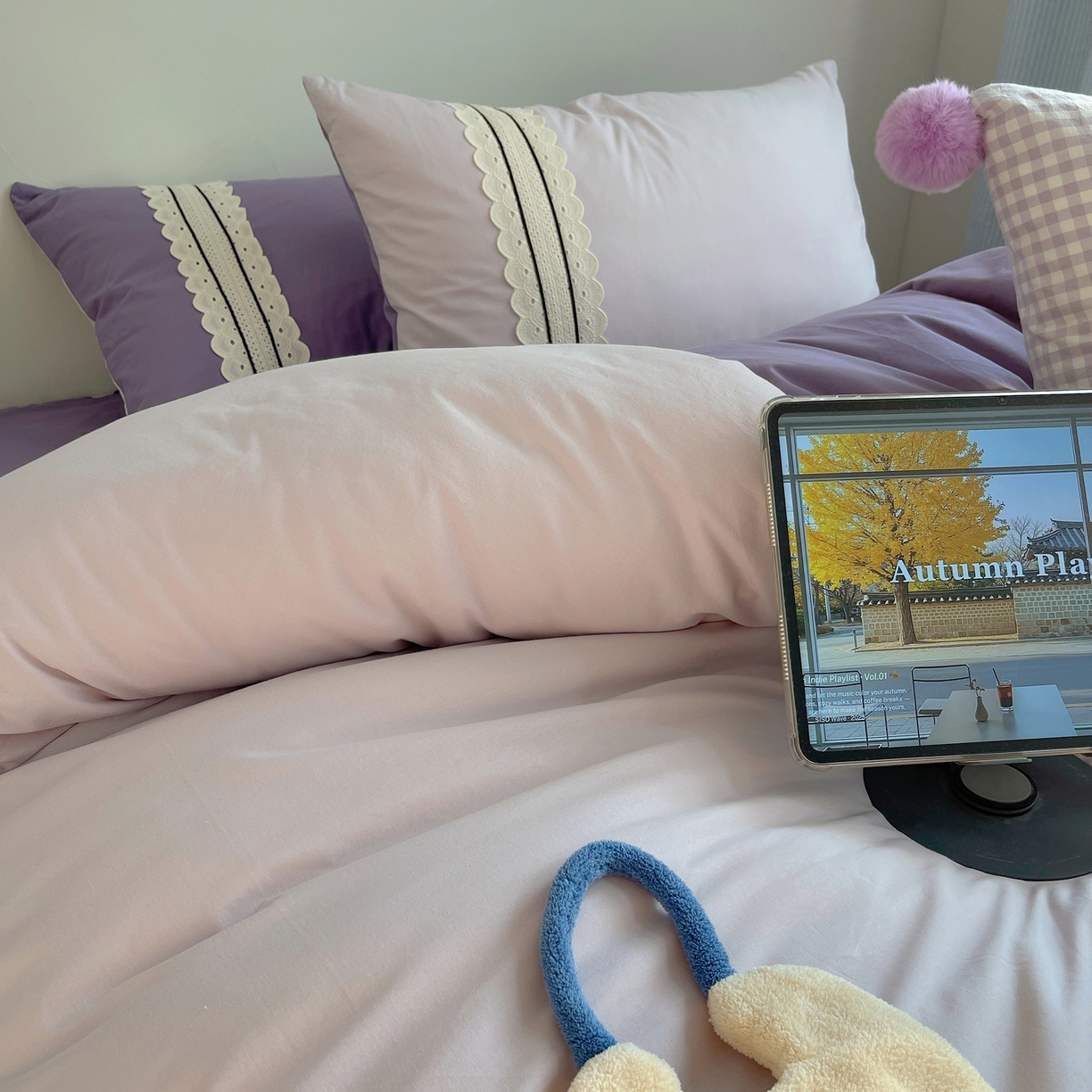 91家纺网 家纺一手货源 找家纺 三朵家纺 2026新款ins风全棉纯棉水洗棉少女系四件套-玛卡龙系列 马卡龙-薰衣草