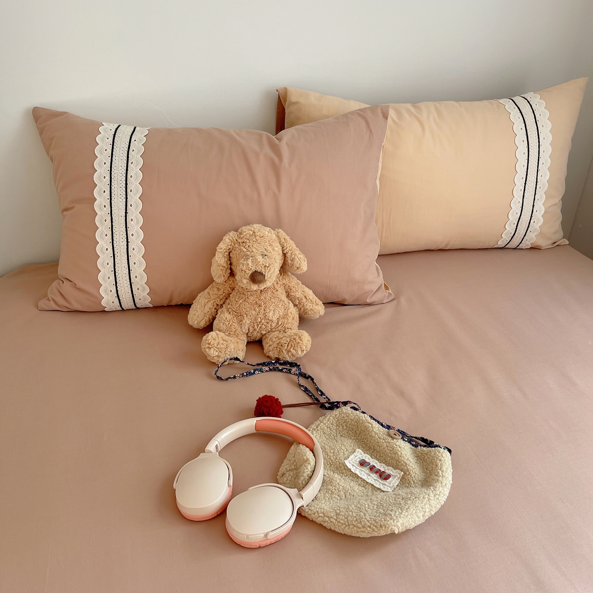 91家纺网 家纺一手货源 找家纺 三朵家纺 2026新款ins风全棉纯棉水洗棉少女系四件套-玛卡龙系列 马卡龙-米咖