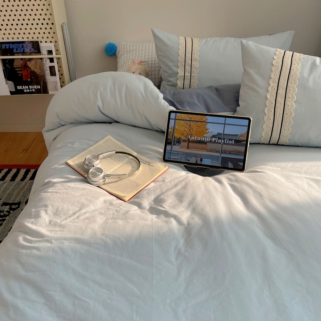 91家纺网 家纺一手货源 找家纺 三朵家纺 2026新款ins风全棉纯棉水洗棉少女系四件套-玛卡龙系列 马卡龙-蔚蓝