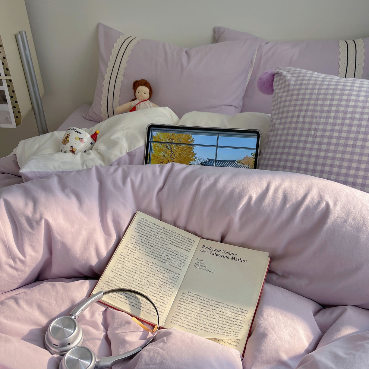 91家纺网 家纺一手货源 找家纺 三朵家纺 2026新款ins风全棉纯棉水洗棉少女系四件套-玛卡龙系列 马卡龙-浅紫