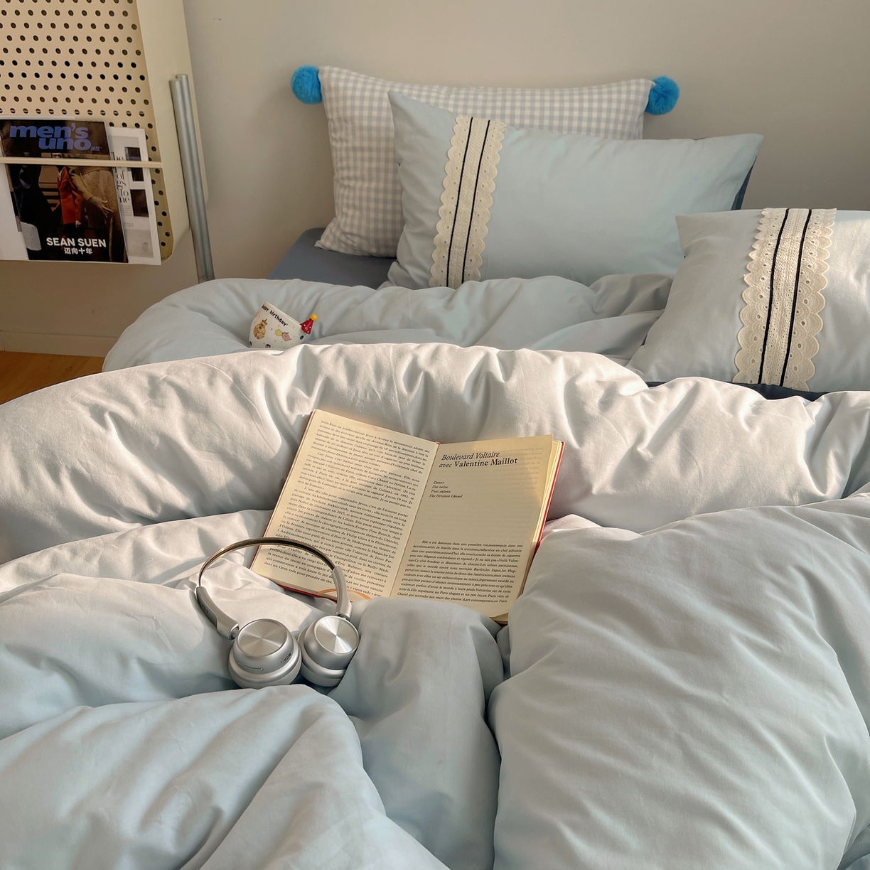 91家纺网 家纺一手货源 找家纺 三朵家纺 2026新款ins风全棉纯棉水洗棉少女系四件套-玛卡龙系列 马卡龙-蔚蓝