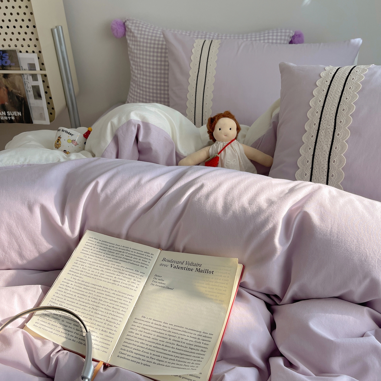 91家纺网 家纺一手货源 找家纺 三朵家纺 2026新款ins风全棉纯棉水洗棉少女系四件套-玛卡龙系列 马卡龙-浅紫