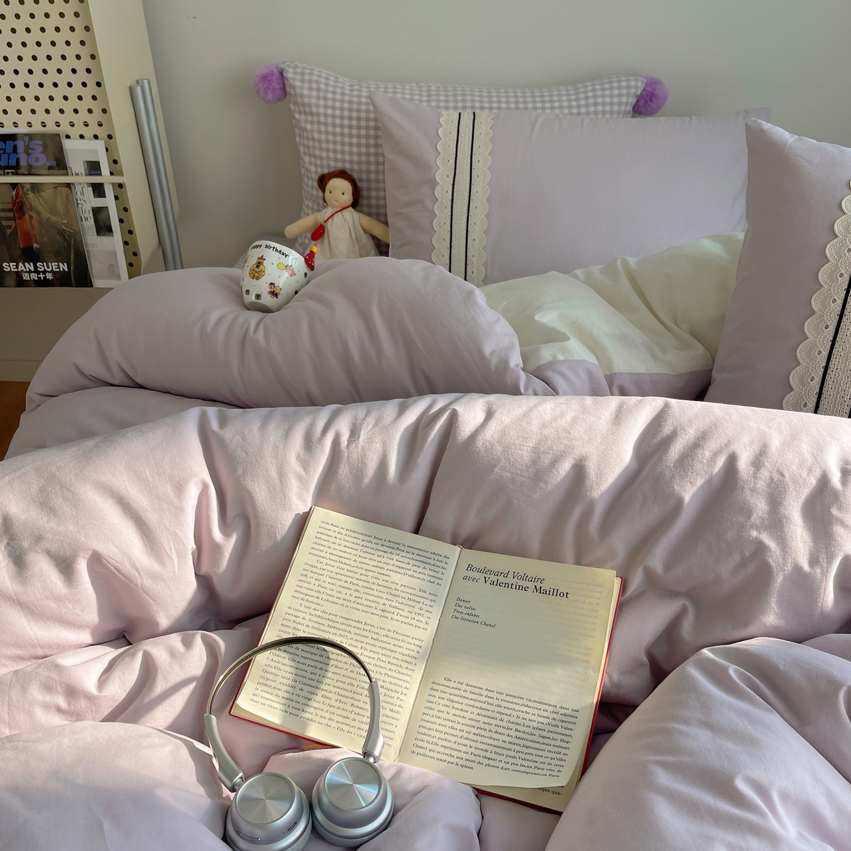 91家纺网 家纺一手货源 找家纺 三朵家纺 2026新款ins风全棉纯棉水洗棉少女系四件套-玛卡龙系列 马卡龙-浅紫