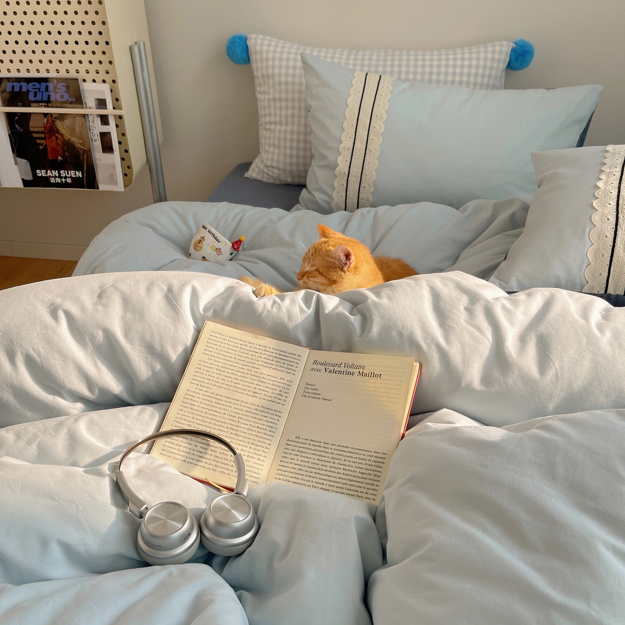 91家纺网 家纺一手货源 找家纺 三朵家纺 2026新款ins风全棉纯棉水洗棉少女系四件套-玛卡龙系列 马卡龙-蔚蓝