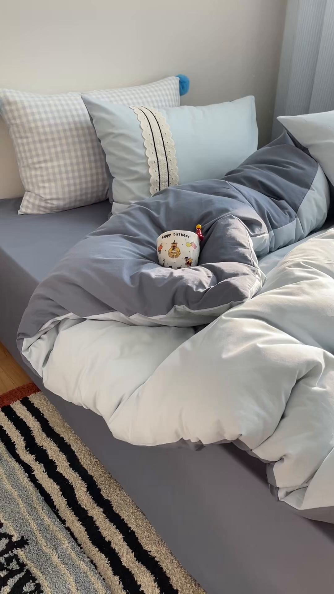 91家纺网 家纺一手货源 找家纺 三朵家纺 2026新款ins风全棉纯棉水洗棉少女系四件套-玛卡龙系列 马卡龙-蔚蓝