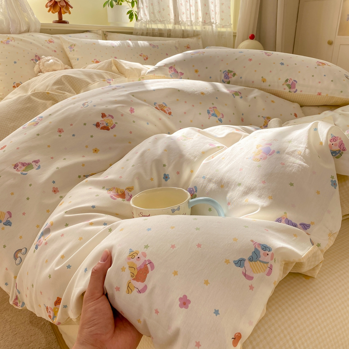 红日子纺织品 2026新款12868全棉纯棉印花被套单被套被套单件（提供检测报告） 彩虹小马