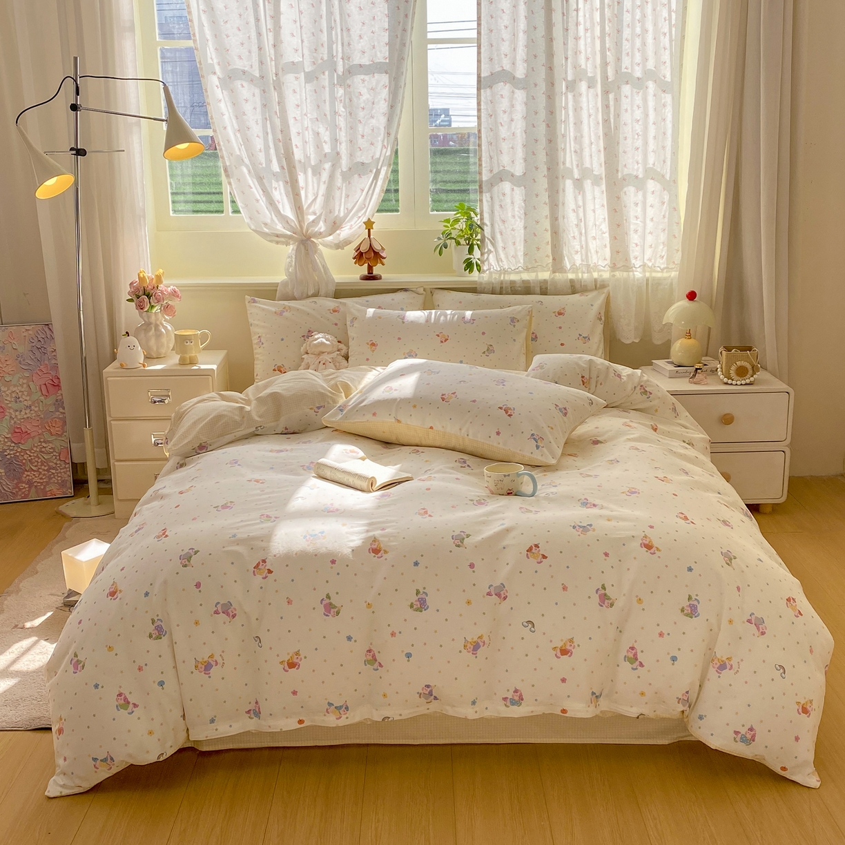 91家纺网 家纺一手货源 找家纺 红日子纺织品 2026新款12868全棉纯棉印花被套单被套被套单件（提供检测报告） 彩虹小马