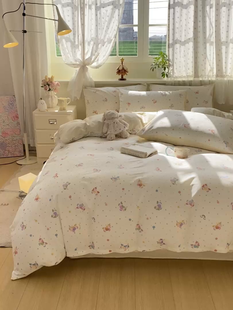 91家纺网 家纺一手货源 找家纺 红日子纺织品 2026新款12868全棉纯棉印花被套单被套被套单件（提供检测报告） 彩虹小马