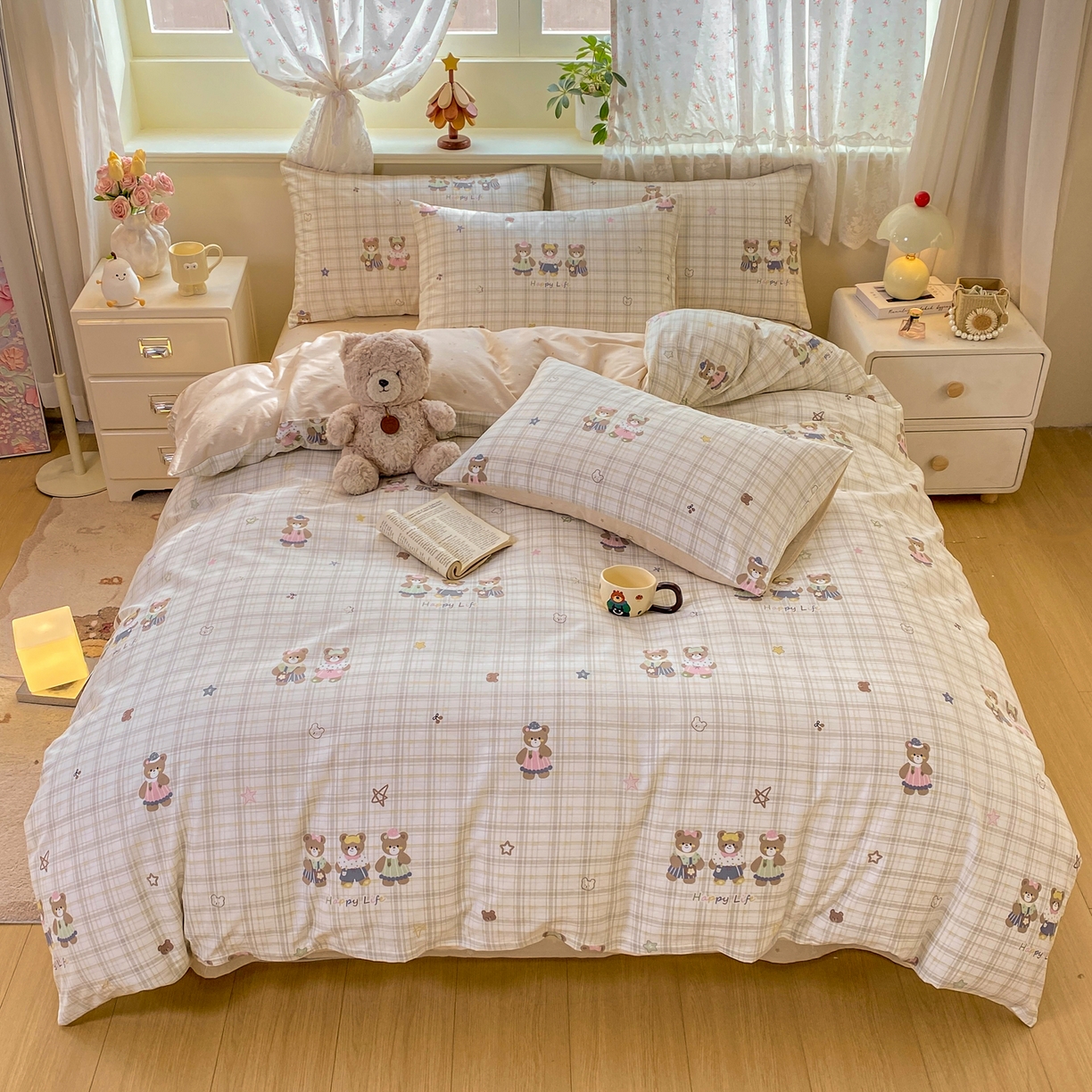 91家纺网 家纺一手货源 找家纺 红日子纺织品 2026新款12868全棉纯棉印花被套单被套被套单件（提供检测报告） 多乐熊