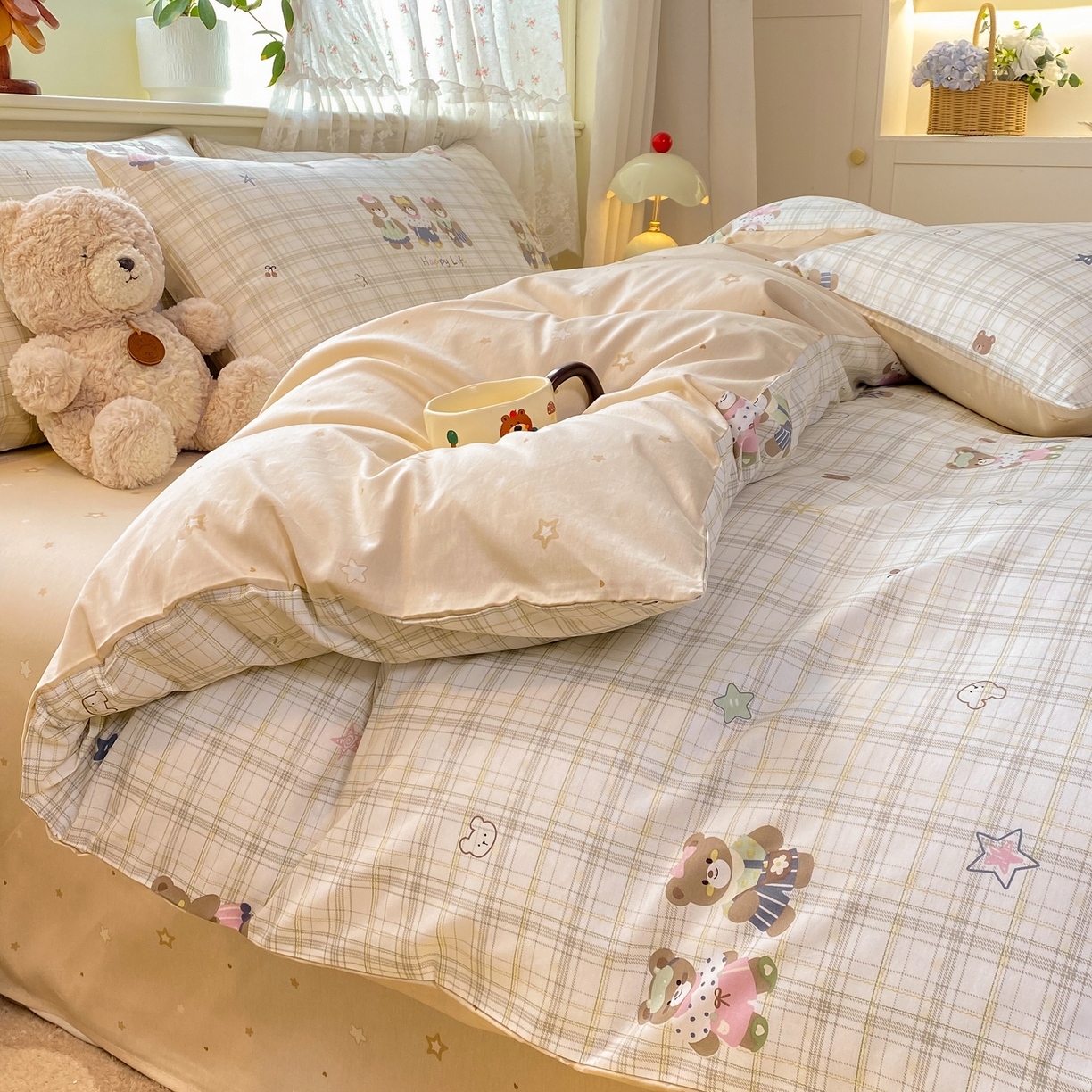 91家纺网 家纺一手货源 找家纺 红日子纺织品 2026新款12868全棉纯棉印花被套单被套被套单件（提供检测报告） 多乐熊