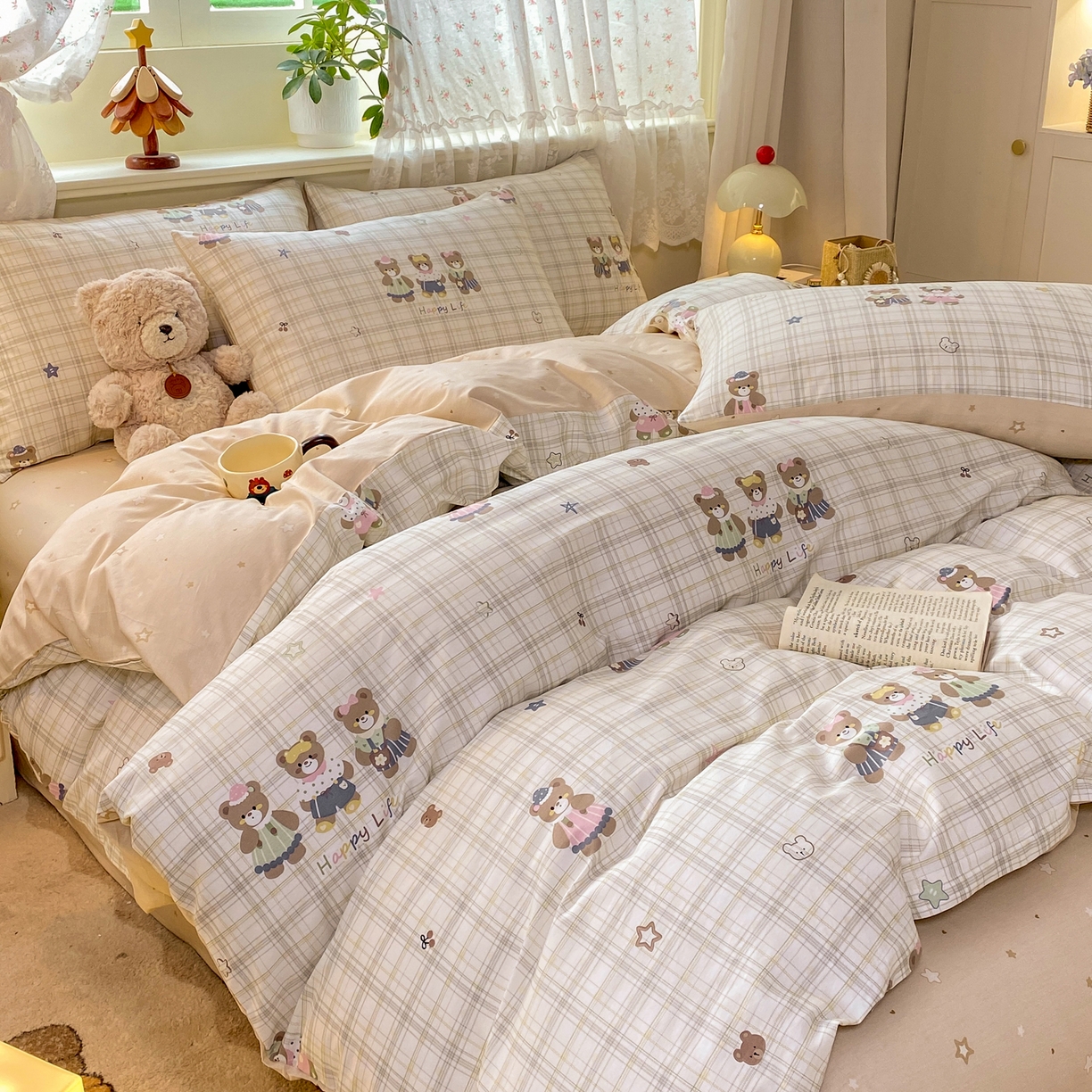 91家纺网 家纺一手货源 找家纺 红日子纺织品 2026新款12868全棉纯棉印花被套单被套被套单件（提供检测报告） 多乐熊