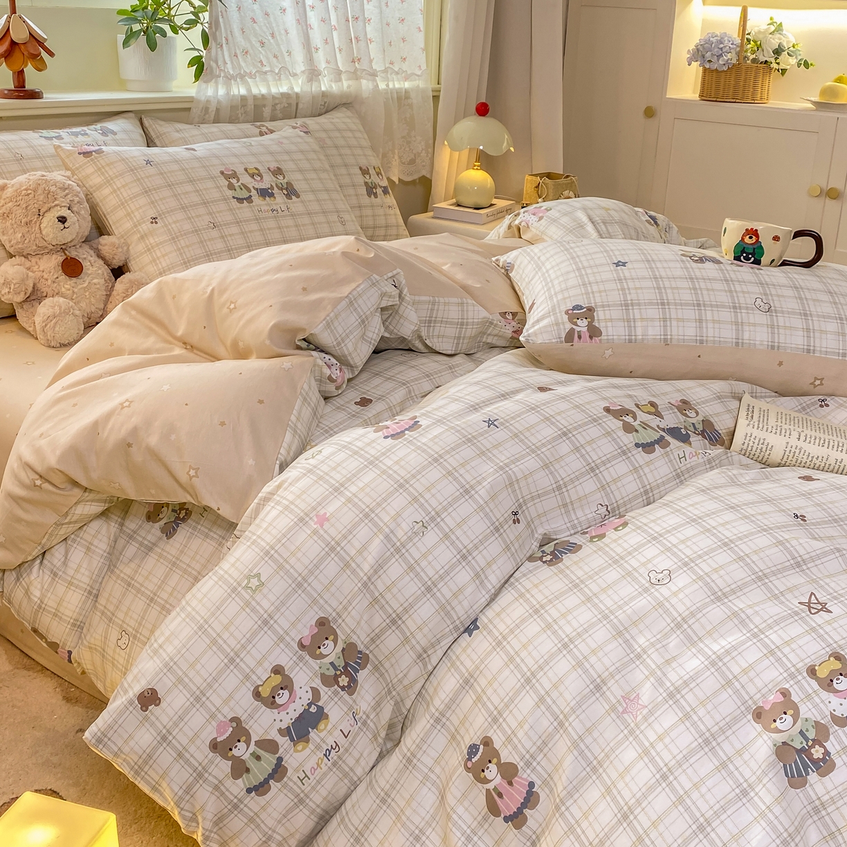 91家纺网 家纺一手货源 找家纺 红日子纺织品 2026新款12868全棉纯棉印花被套单被套被套单件（提供检测报告） 多乐熊
