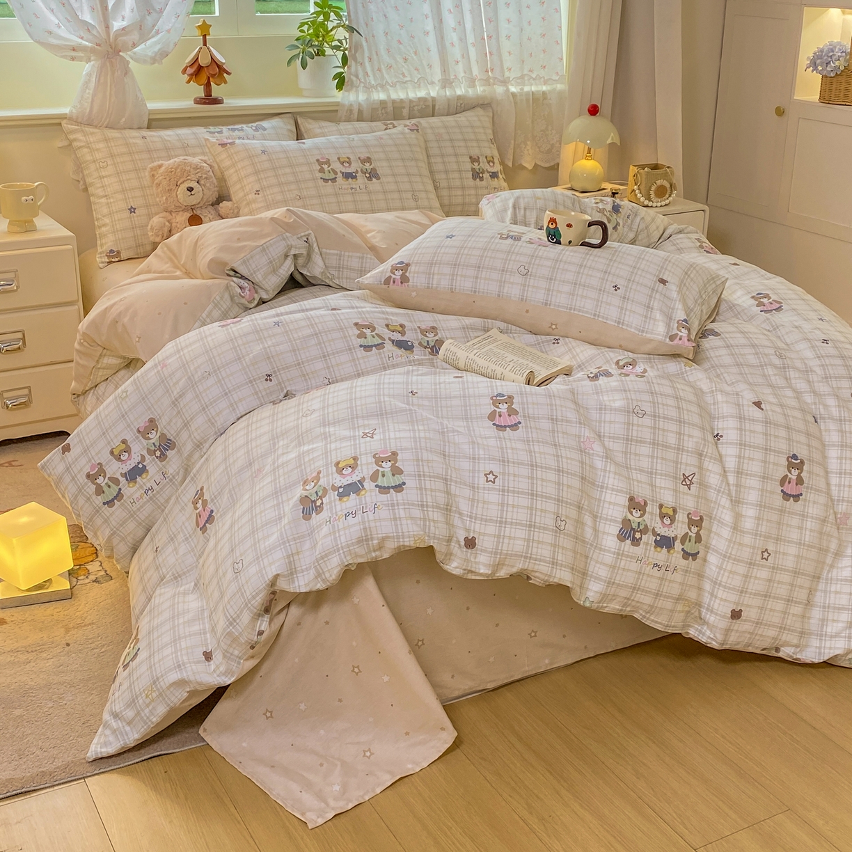 91家纺网 家纺一手货源 找家纺 红日子纺织品 2026新款12868全棉纯棉印花被套单被套被套单件（提供检测报告） 多乐熊