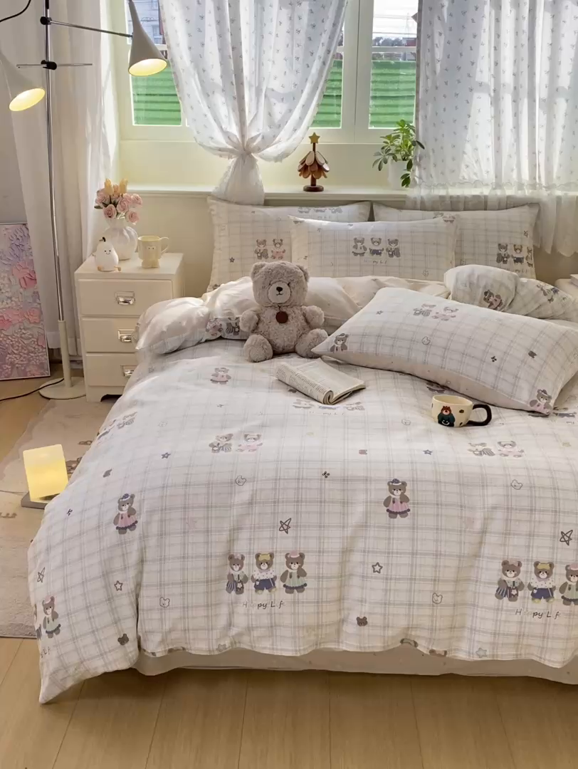 91家纺网 家纺一手货源 找家纺 红日子纺织品 2026新款12868全棉纯棉印花被套单被套被套单件（提供检测报告） 多乐熊