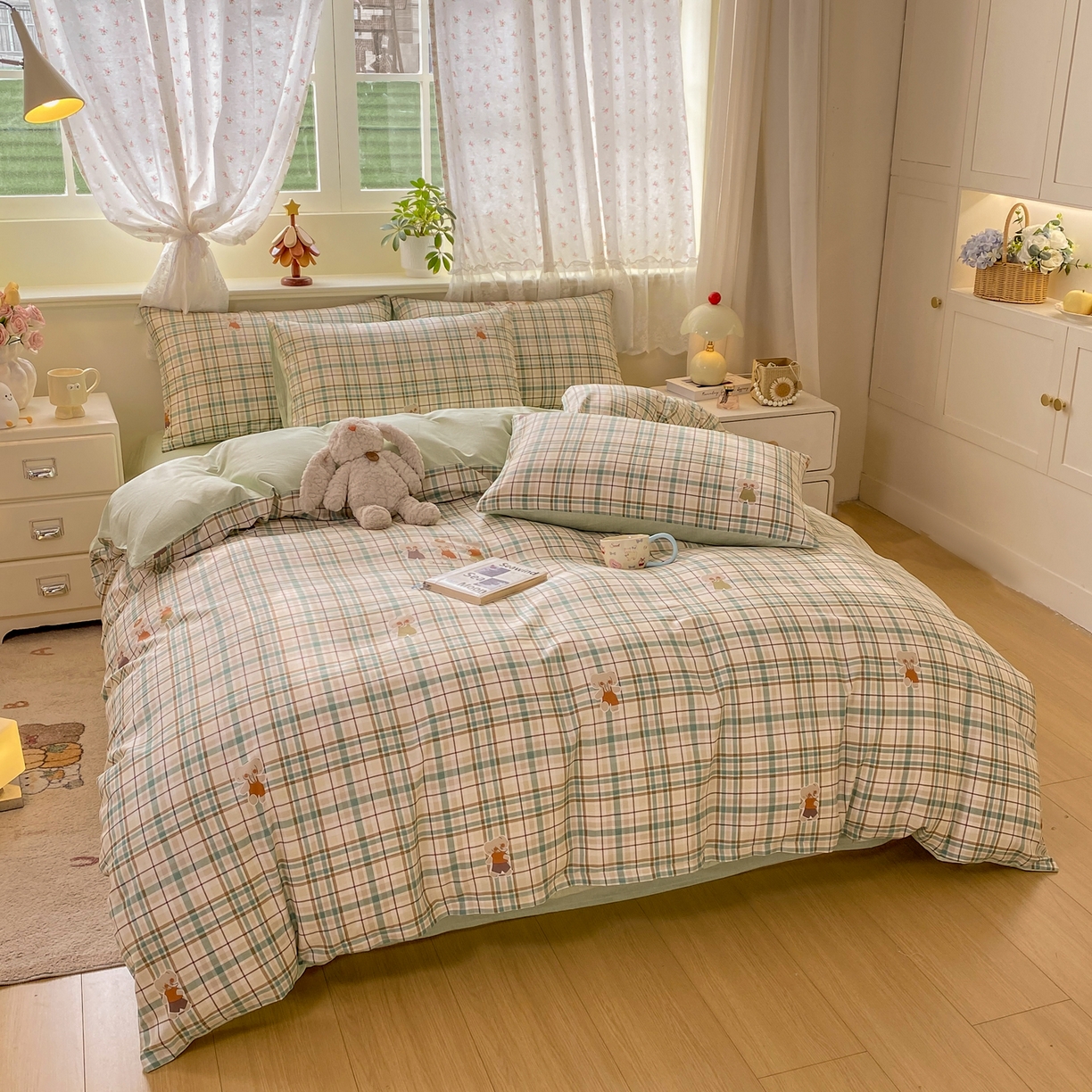 91家纺网 家纺一手货源 找家纺 红日子纺织品 2026新款12868全棉纯棉印花被套单被套被套单件（提供检测报告） 格彩小象