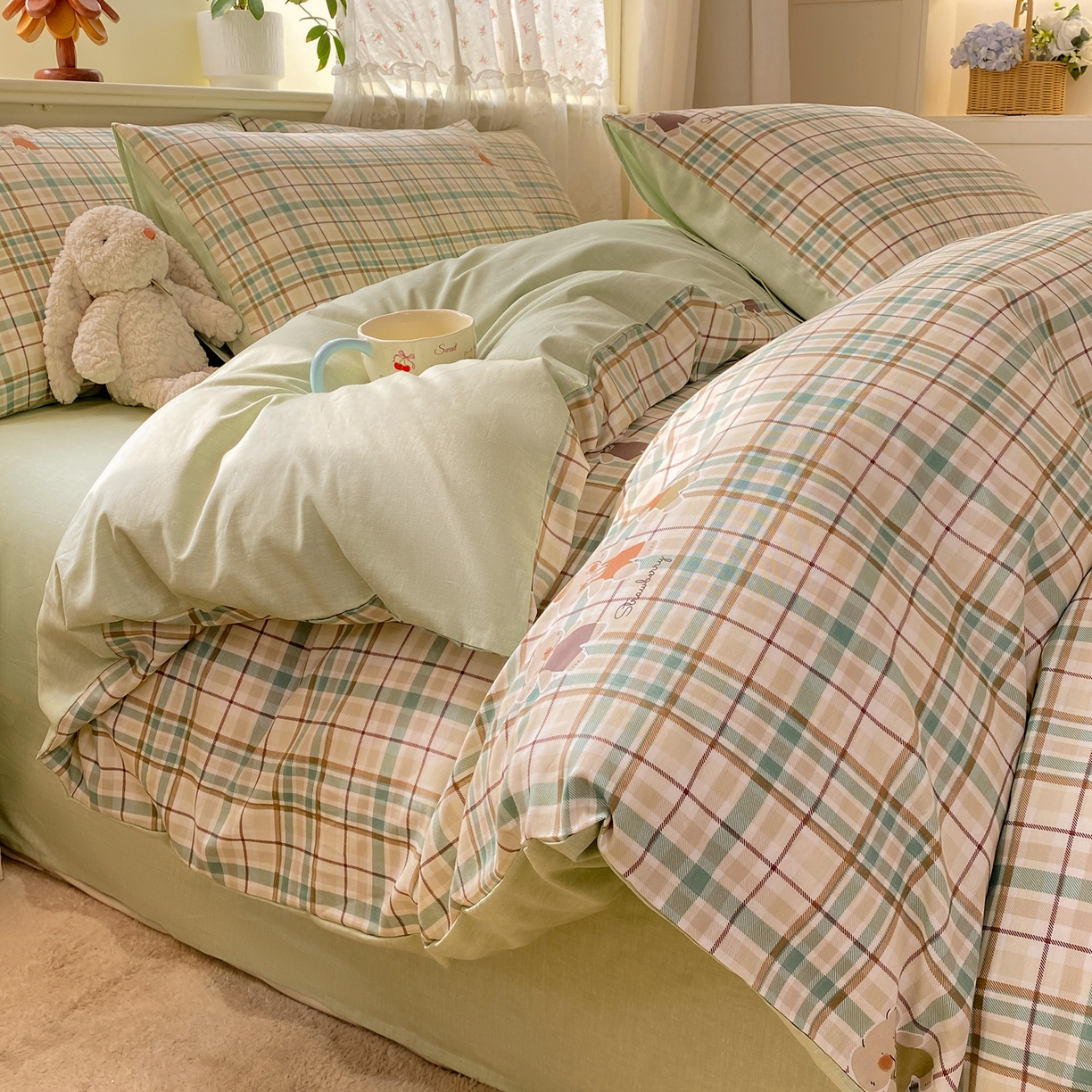 91家纺网 家纺一手货源 找家纺 红日子纺织品 2026新款12868全棉纯棉印花被套单被套被套单件（提供检测报告） 格彩小象