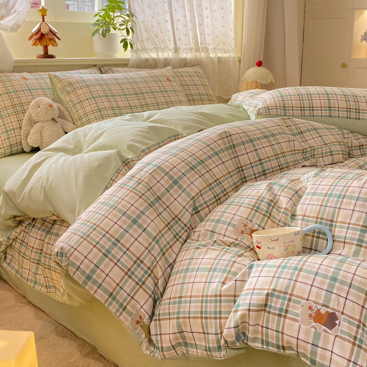 91家纺网 家纺一手货源 找家纺 红日子纺织品 2026新款12868全棉纯棉印花被套单被套被套单件（提供检测报告） 格彩小象