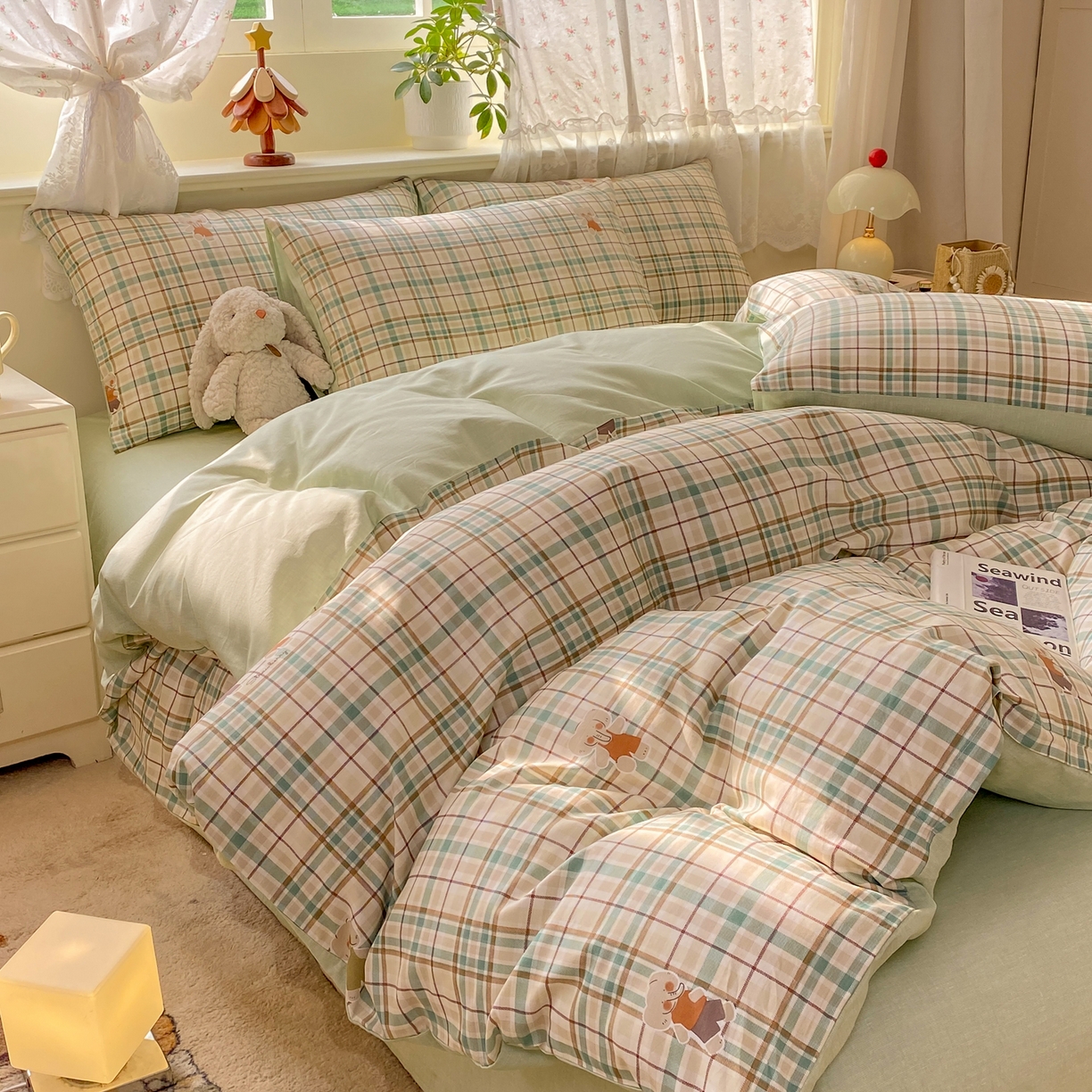 91家纺网 家纺一手货源 找家纺 红日子纺织品 2026新款12868全棉纯棉印花被套单被套被套单件（提供检测报告） 格彩小象