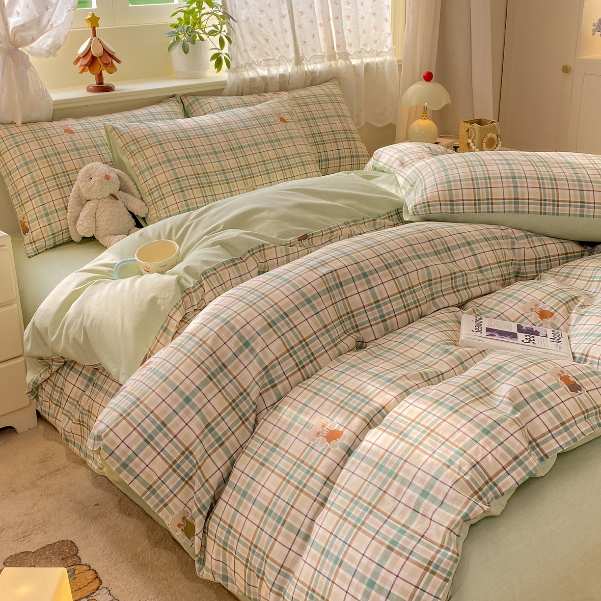 91家纺网 家纺一手货源 找家纺 红日子纺织品 2026新款12868全棉纯棉印花被套单被套被套单件（提供检测报告） 格彩小象