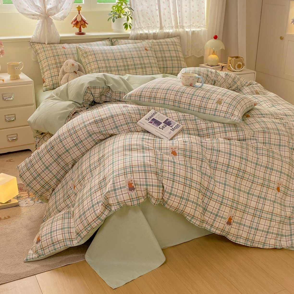 91家纺网 家纺一手货源 找家纺 红日子纺织品 2026新款12868全棉纯棉印花被套单被套被套单件（提供检测报告） 格彩小象