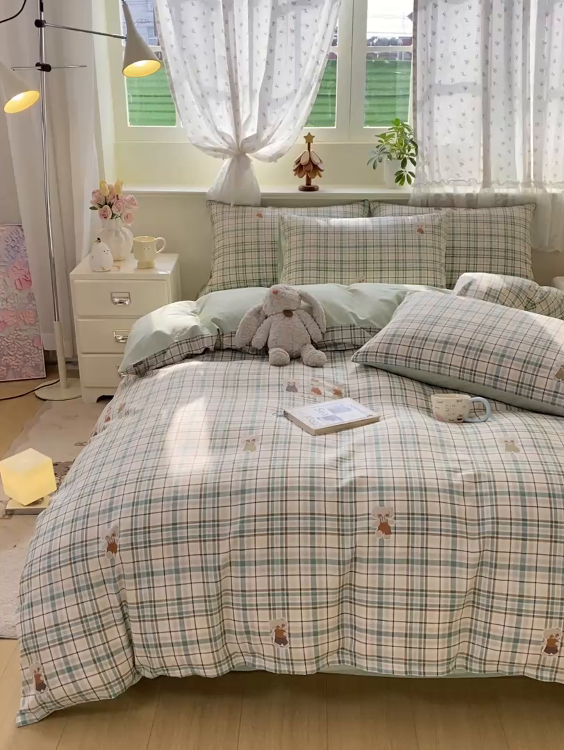 91家纺网 家纺一手货源 找家纺 红日子纺织品 2026新款12868全棉纯棉印花被套单被套被套单件（提供检测报告） 格彩小象