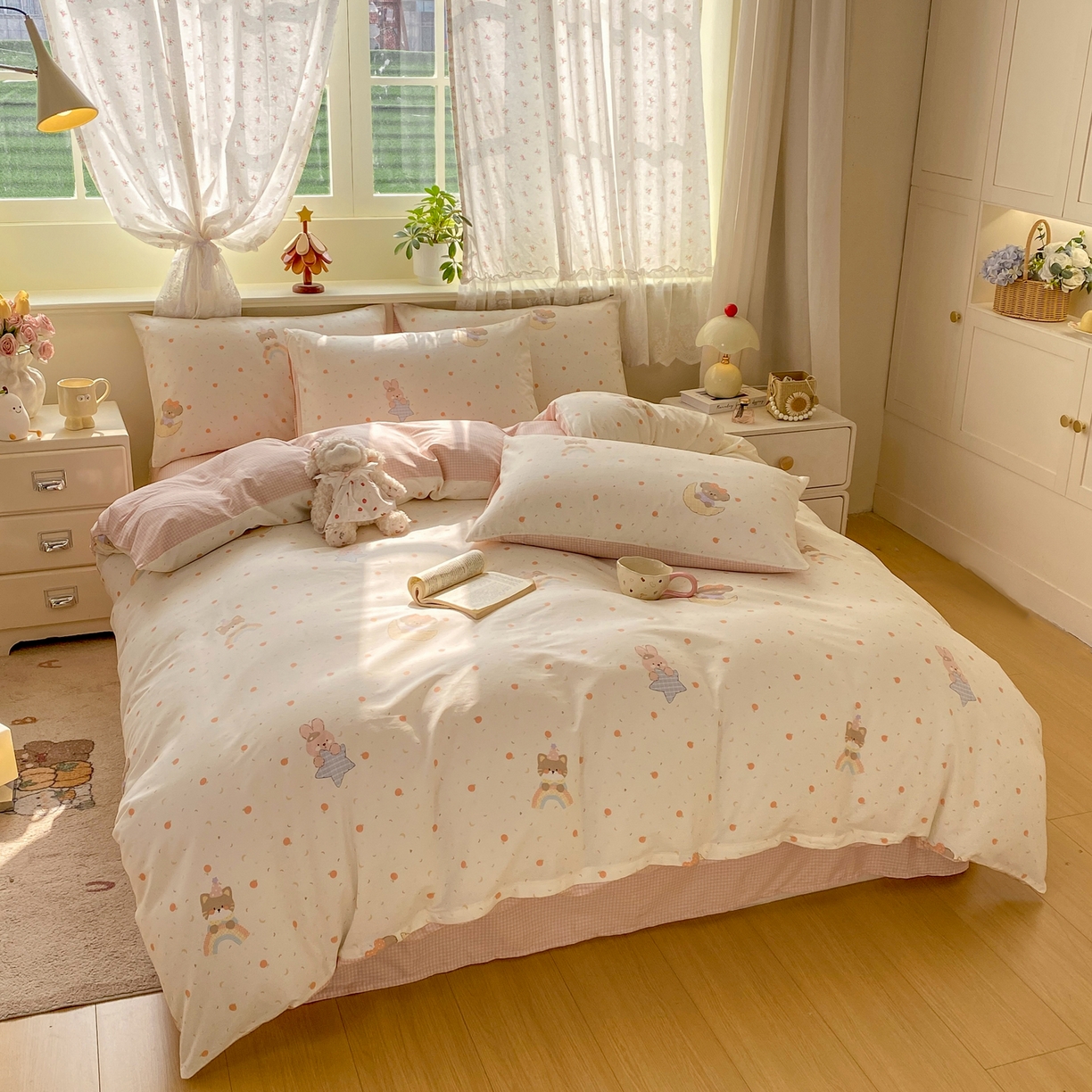 91家纺网 家纺一手货源 找家纺 红日子纺织品 2026新款12868全棉纯棉印花被套单被套被套单件（提供检测报告） 橘意甜宠