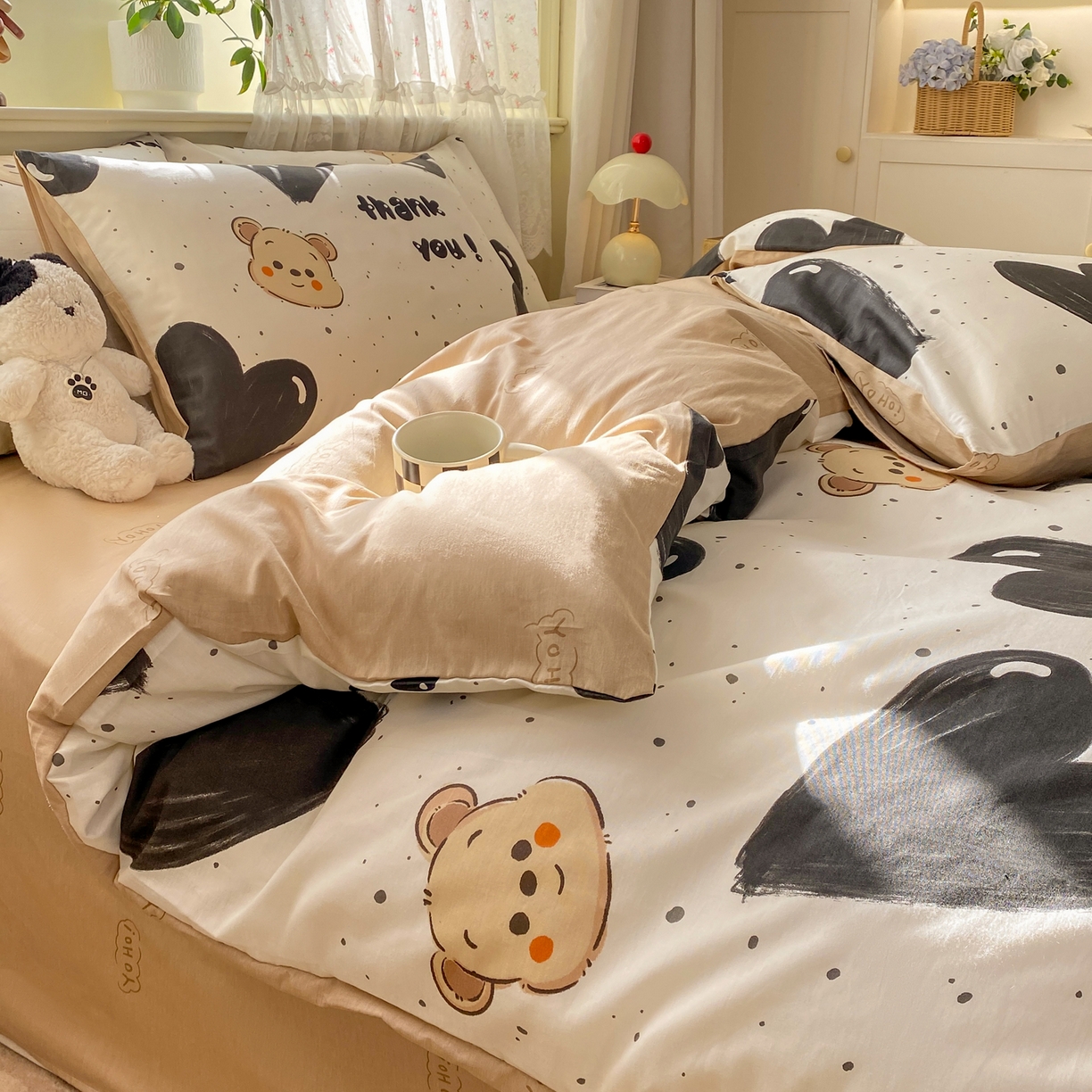 91家纺网 家纺一手货源 找家纺 红日子纺织品 2026新款12868全棉纯棉印花被套单被套被套单件（提供检测报告） 萌心熊宝