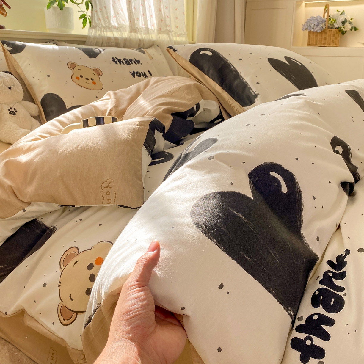 91家纺网 家纺一手货源 找家纺 红日子纺织品 2026新款12868全棉纯棉印花被套单被套被套单件（提供检测报告） 萌心熊宝