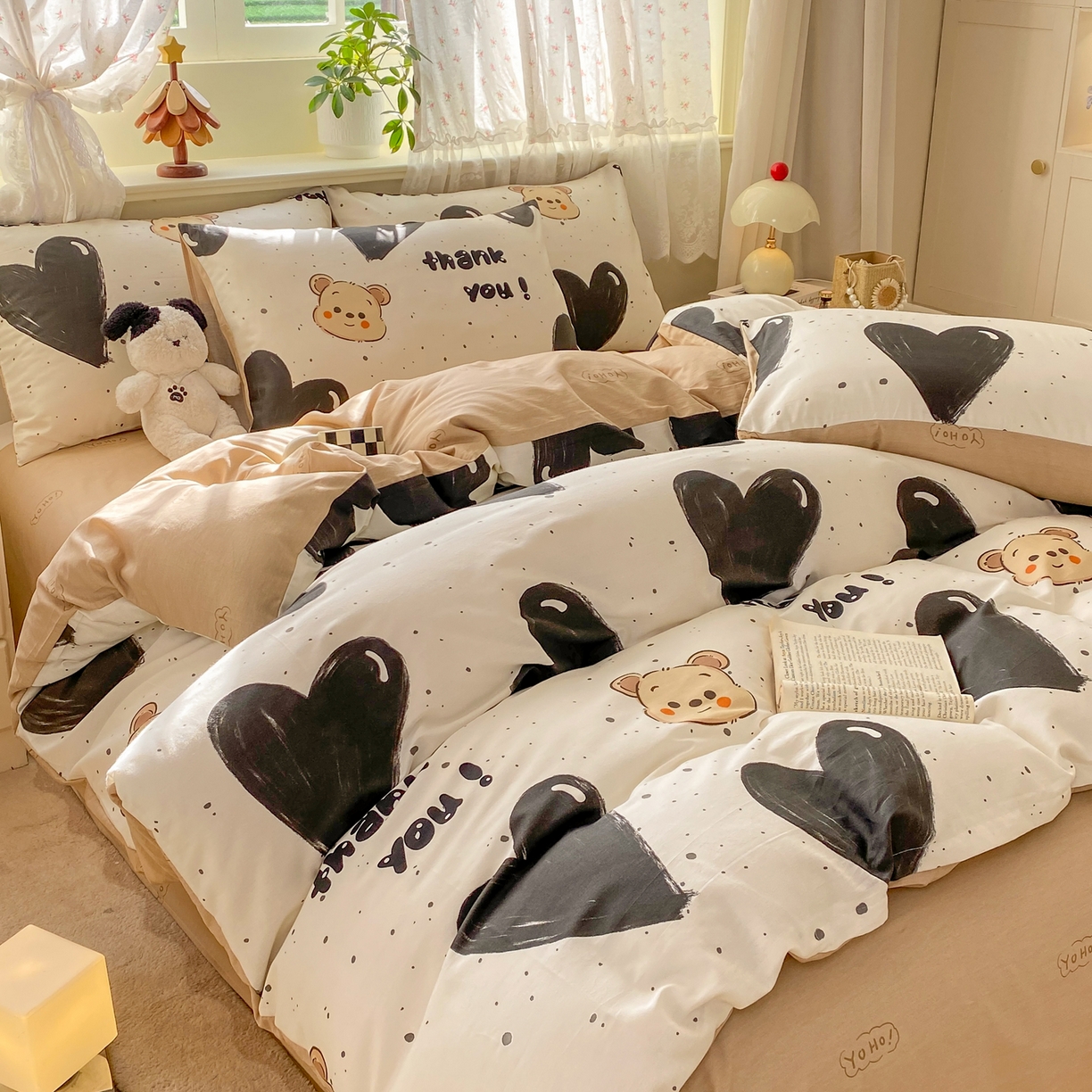 91家纺网 家纺一手货源 找家纺 红日子纺织品 2026新款12868全棉纯棉印花被套单被套被套单件（提供检测报告） 萌心熊宝