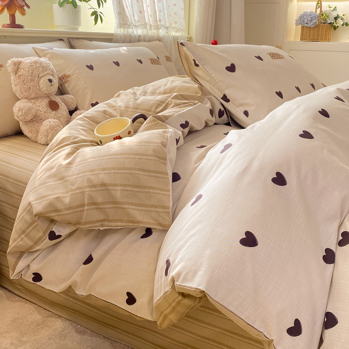 91家纺网 家纺一手货源 找家纺 红日子纺织品 2026新款12868全棉纯棉印花被套单被套被套单件（提供检测报告） 迷你爱心