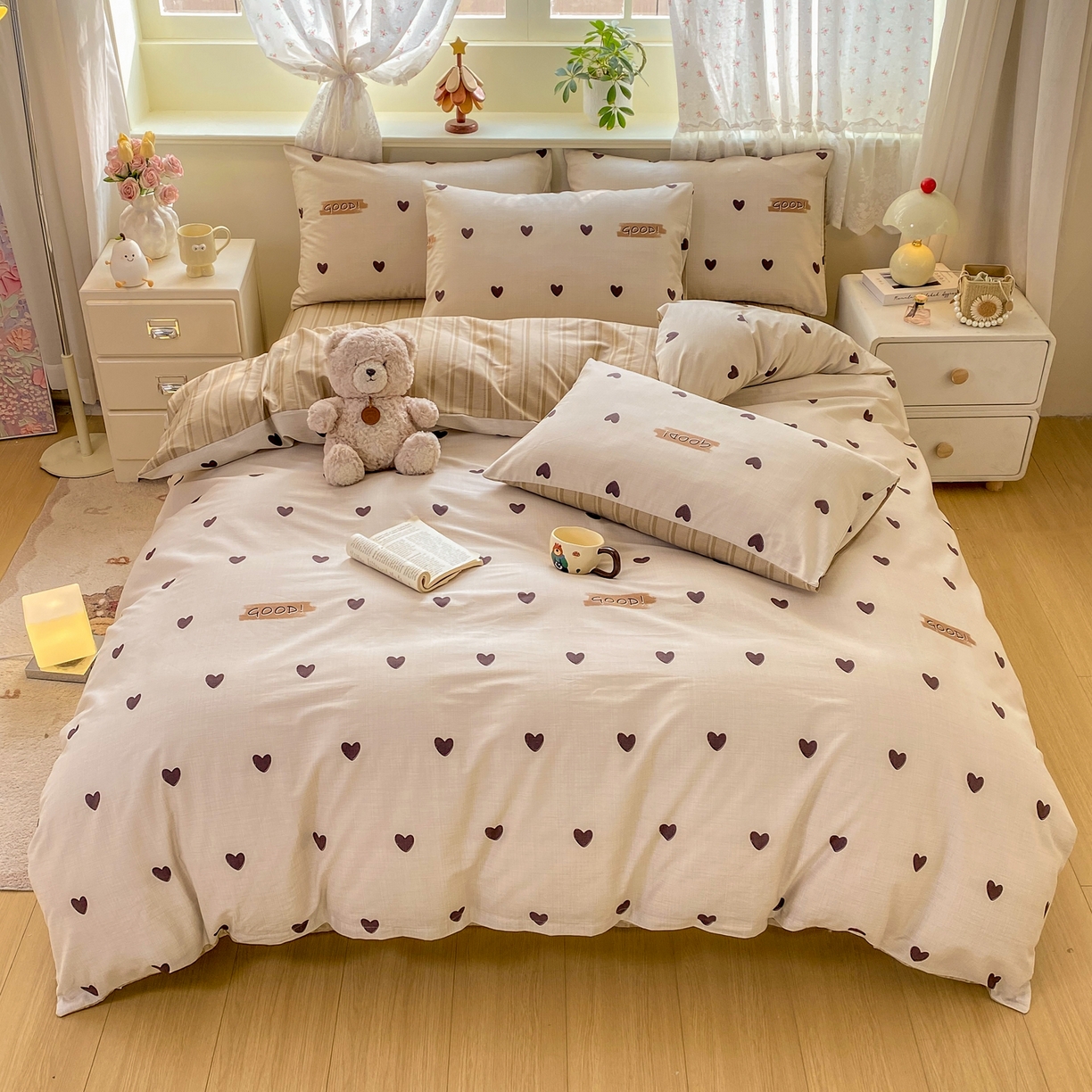 91家纺网 家纺一手货源 找家纺 红日子纺织品 2026新款12868全棉纯棉印花被套单被套被套单件（提供检测报告） 迷你爱心