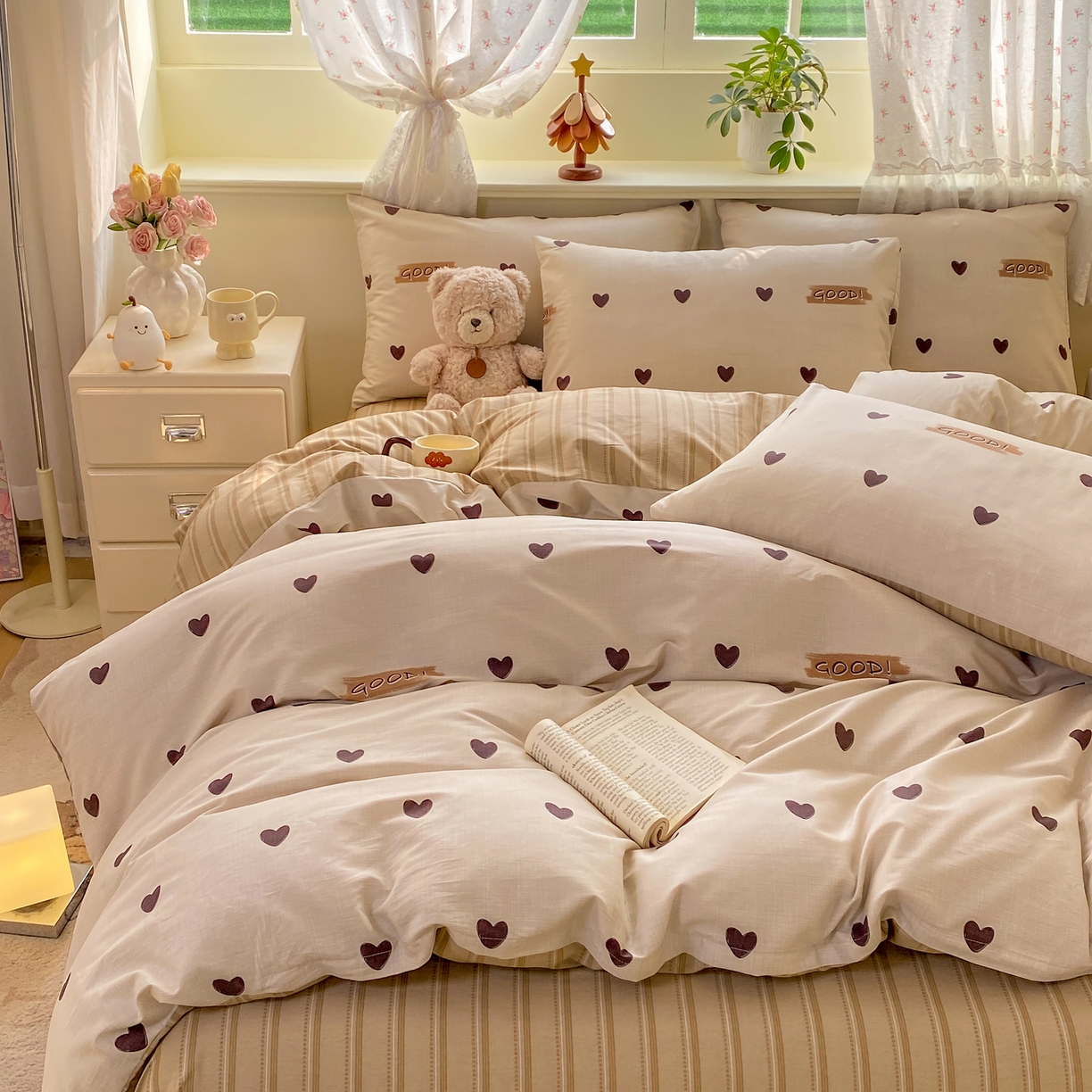 91家纺网 家纺一手货源 找家纺 红日子纺织品 2026新款12868全棉纯棉印花被套单被套被套单件（提供检测报告） 迷你爱心