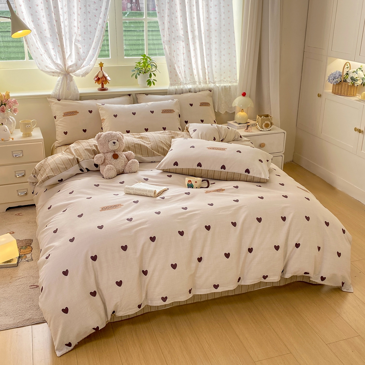 91家纺网 家纺一手货源 找家纺 红日子纺织品 2026新款12868全棉纯棉印花被套单被套被套单件（提供检测报告） 迷你爱心