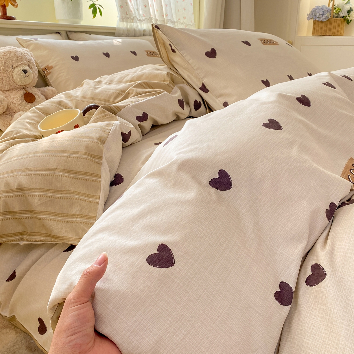 91家纺网 家纺一手货源 找家纺 红日子纺织品 2026新款12868全棉纯棉印花被套单被套被套单件（提供检测报告） 迷你爱心