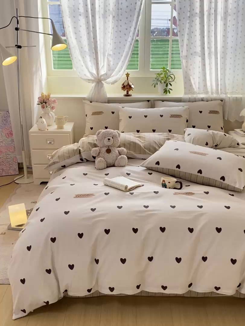 91家纺网 家纺一手货源 找家纺 红日子纺织品 2026新款12868全棉纯棉印花被套单被套被套单件（提供检测报告） 迷你爱心
