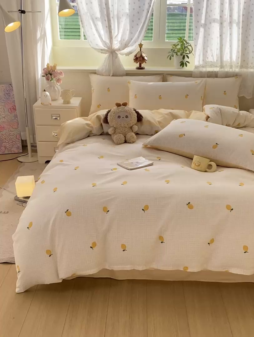 91家纺网 家纺一手货源 找家纺 红日子纺织品 2026新款12868全棉纯棉印花被套单被套被套单件（提供检测报告） 柠檬小镇
