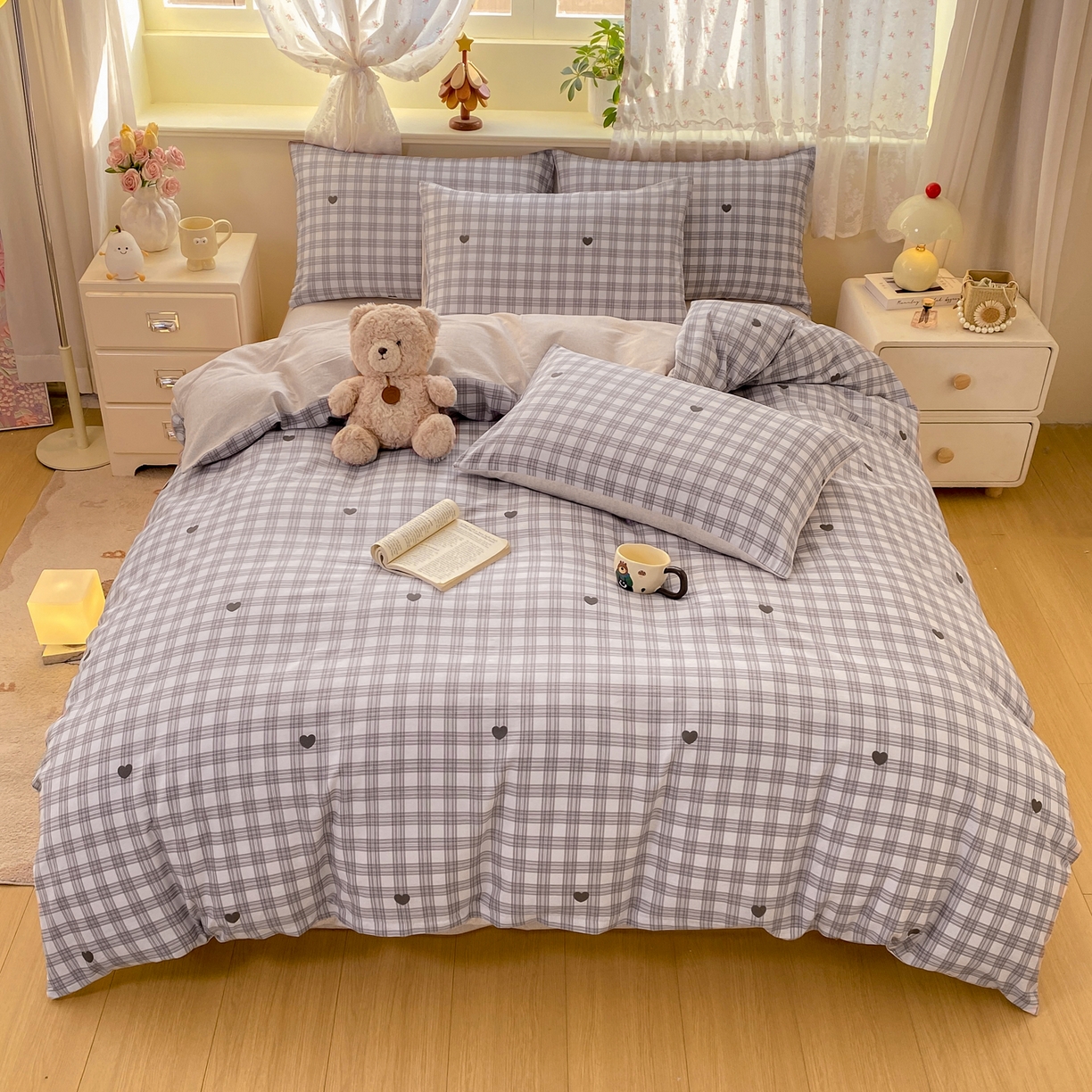 91家纺网 家纺一手货源 找家纺 红日子纺织品 2026新款12868全棉纯棉印花被套单被套被套单件（提供检测报告） 甜心乐园-紫