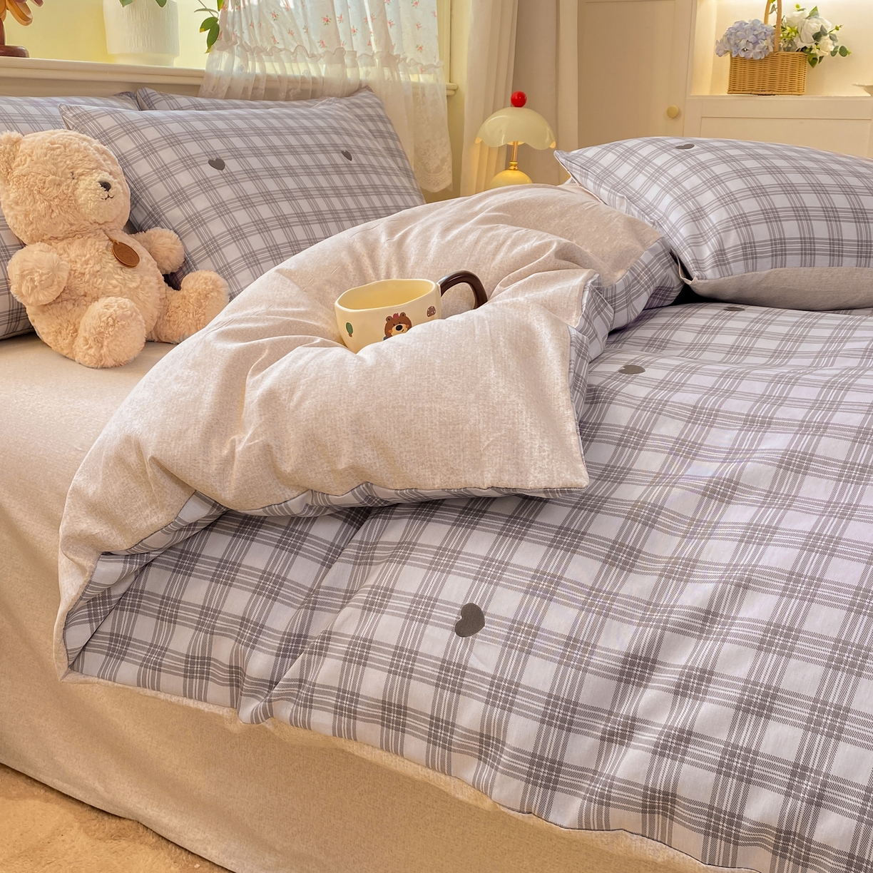 91家纺网 家纺一手货源 找家纺 红日子纺织品 2026新款12868全棉纯棉印花被套单被套被套单件（提供检测报告） 甜心乐园-紫