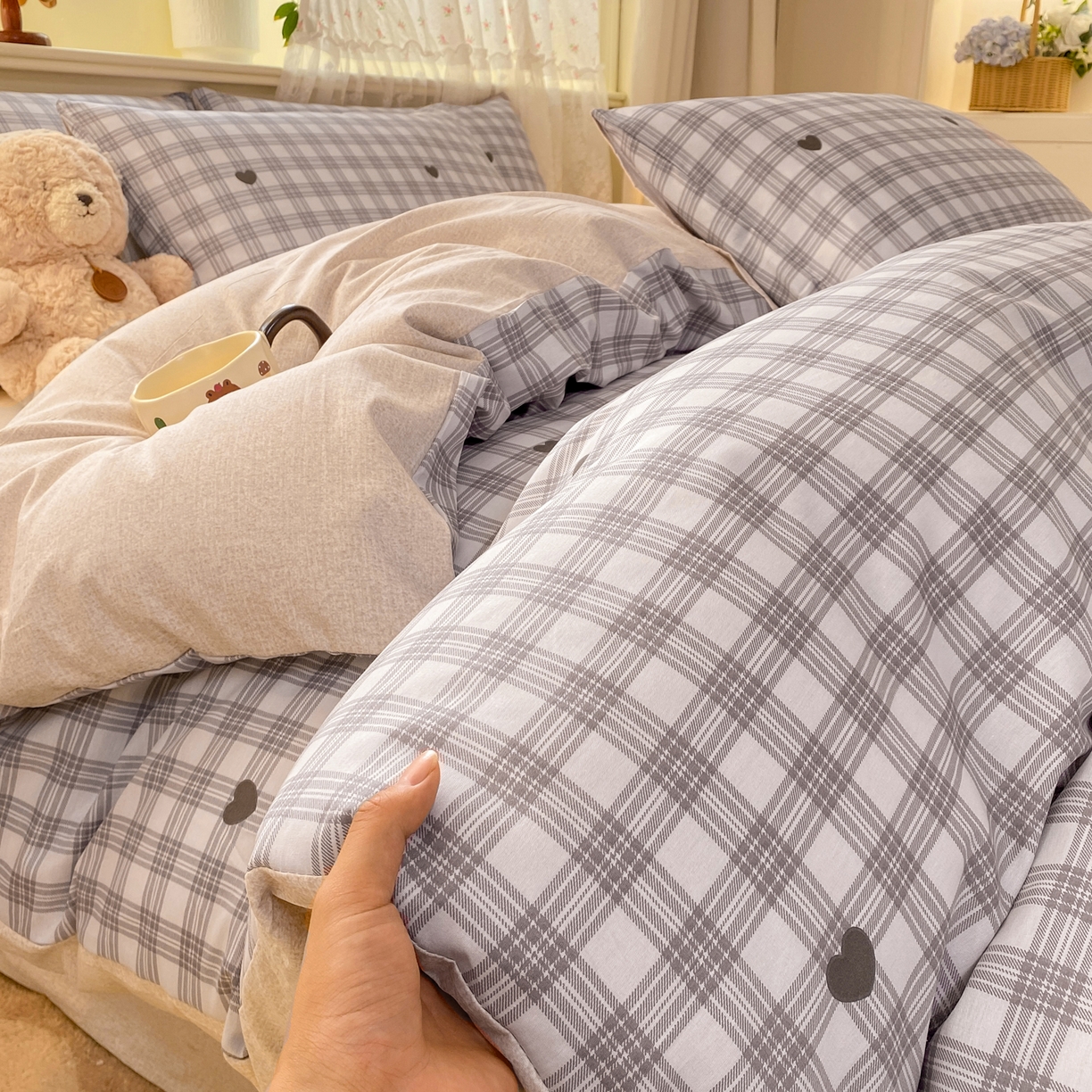 91家纺网 家纺一手货源 找家纺 红日子纺织品 2026新款12868全棉纯棉印花被套单被套被套单件（提供检测报告） 甜心乐园-紫