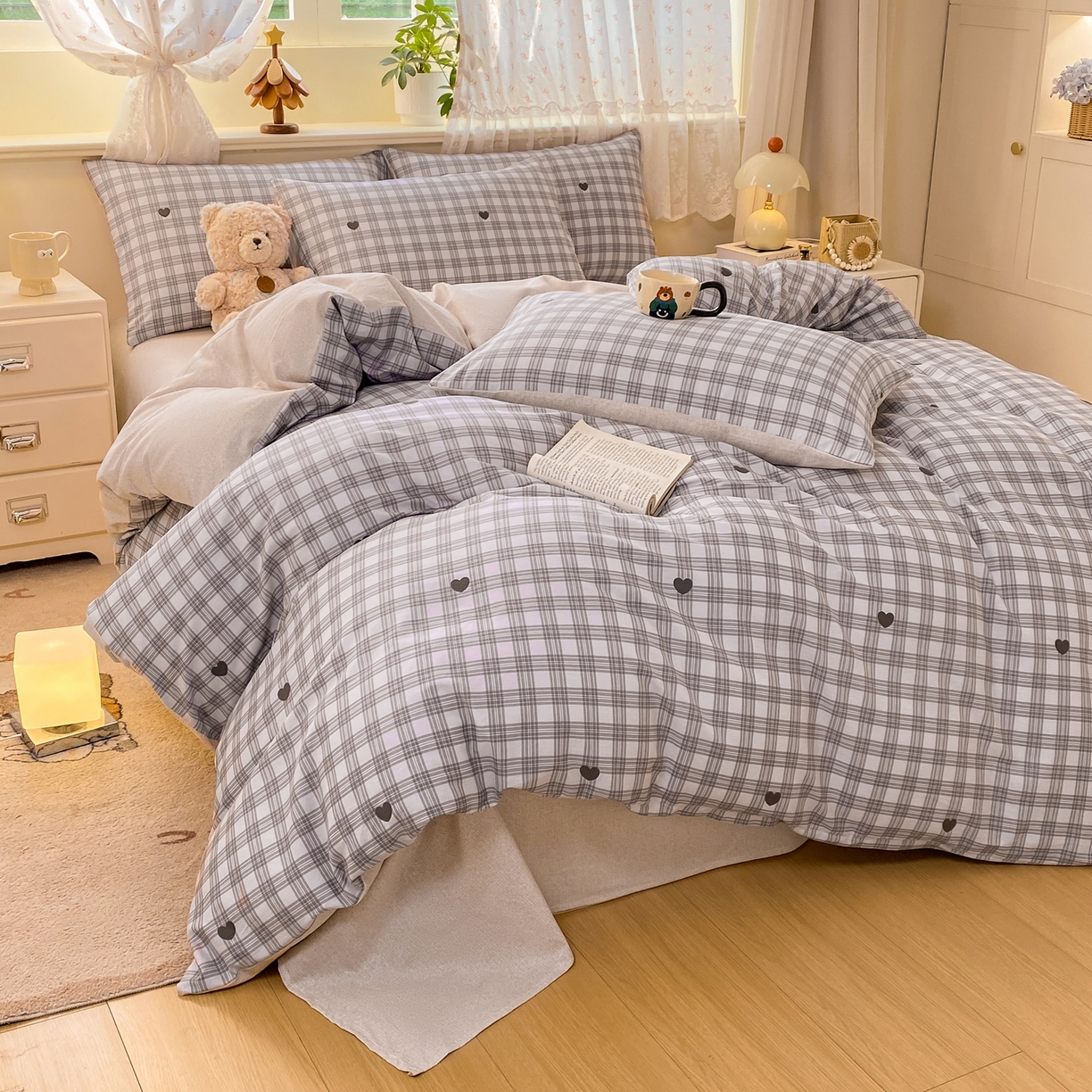 91家纺网 家纺一手货源 找家纺 红日子纺织品 2026新款12868全棉纯棉印花被套单被套被套单件（提供检测报告） 甜心乐园-紫