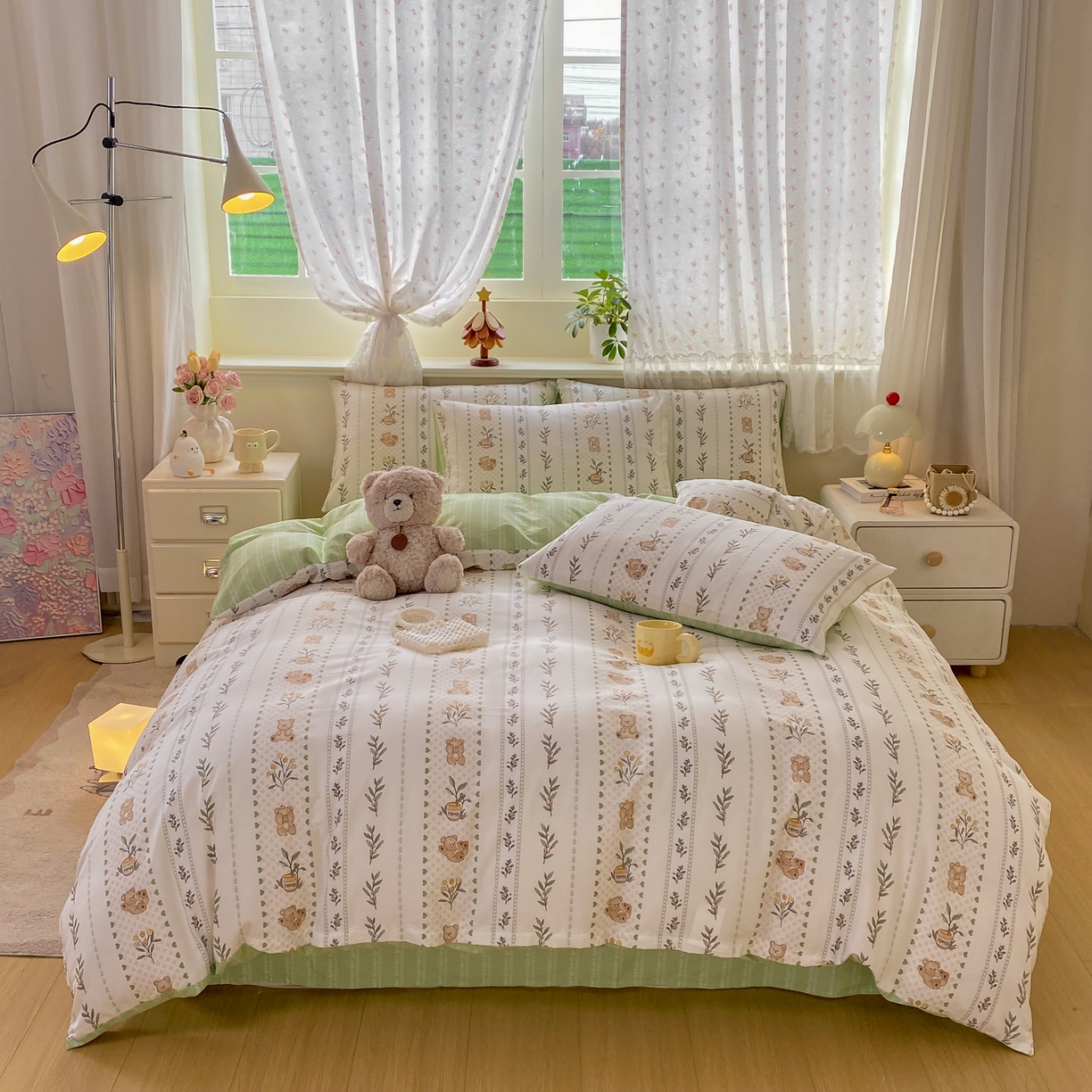 91家纺网 家纺一手货源 找家纺 红日子纺织品 2026新款12868全棉纯棉印花被套单被套被套单件（提供检测报告） 小熊慕斯