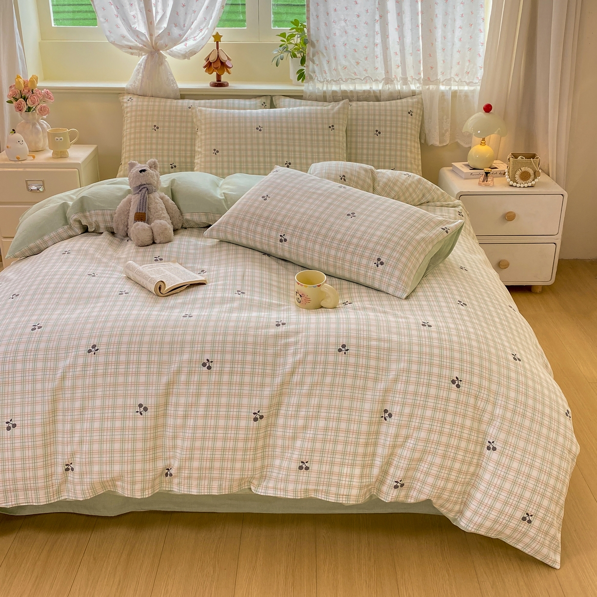 91家纺网 家纺一手货源 找家纺 红日子纺织品 2026新款12868全棉纯棉印花被套单被套被套单件（提供检测报告） 印象樱桃