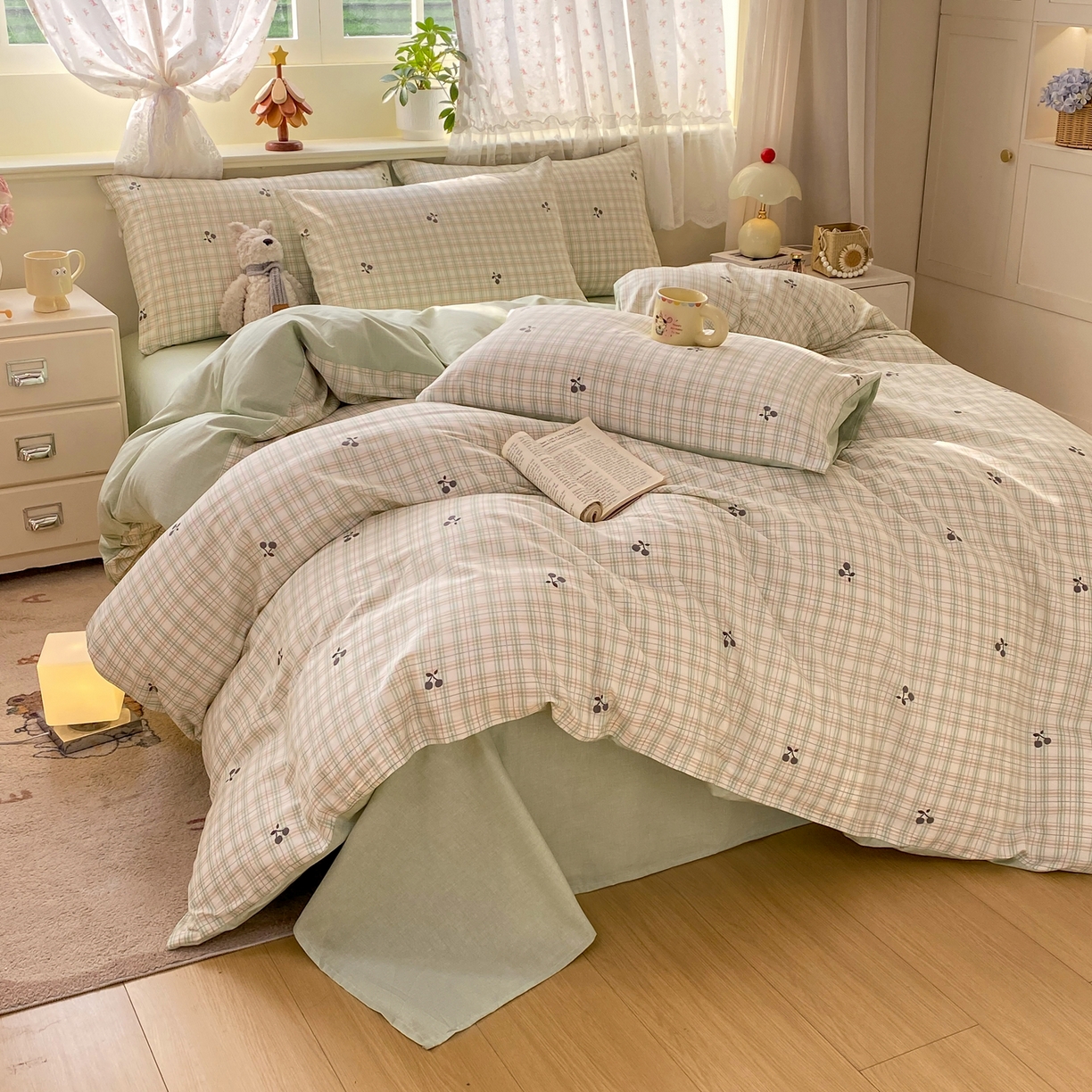 91家纺网 家纺一手货源 找家纺 红日子纺织品 2026新款12868全棉纯棉印花被套单被套被套单件（提供检测报告） 印象樱桃