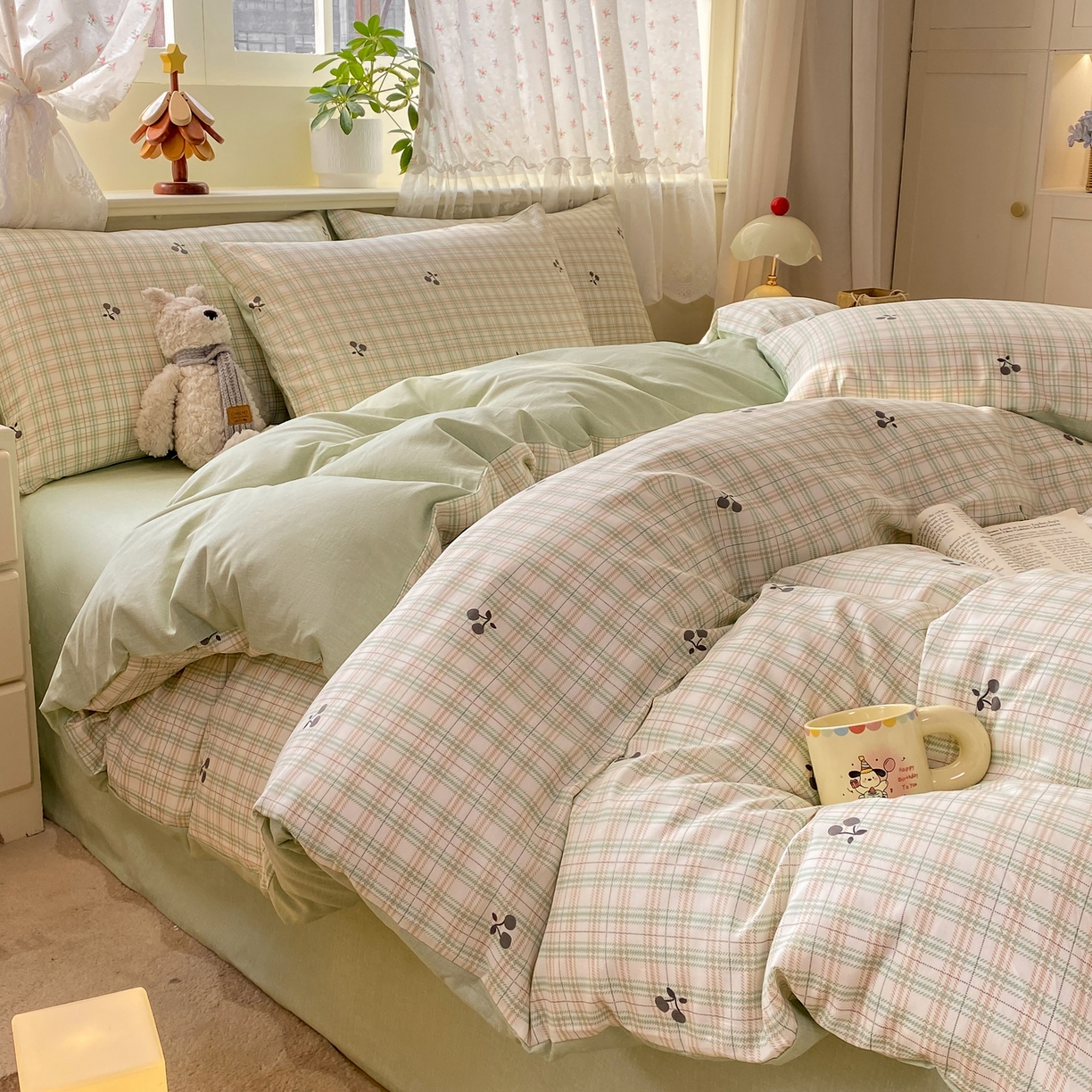 91家纺网 家纺一手货源 找家纺 红日子纺织品 2026新款12868全棉纯棉印花被套单被套被套单件（提供检测报告） 印象樱桃