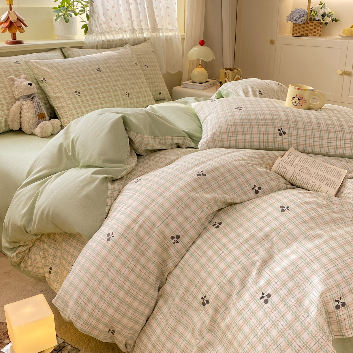 91家纺网 家纺一手货源 找家纺 红日子纺织品 2026新款12868全棉纯棉印花被套单被套被套单件（提供检测报告） 印象樱桃